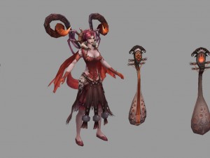 low poly 3d women - lute fine 3D Model