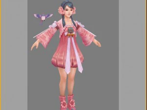 low poly 3d women - peach girl 3D Model