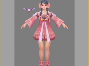 low poly 3d women - peach girl 3D Модель