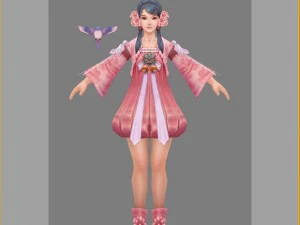 low poly 3d women - peach girl 3D Model