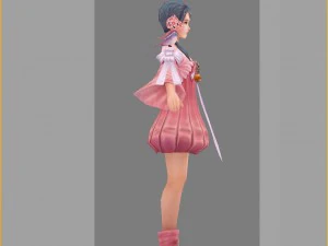 low poly 3d women - peach girl 3D Model