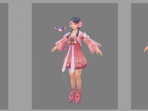 low poly 3d women - peach girl 3D Model