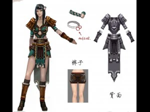 ensemble en tissu - femme 03 Modèle 3D