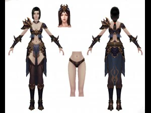 traje de cuero - mujer 12 Modelo 3D