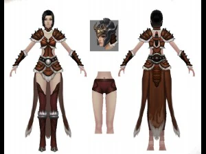 hafif zırh seti - kadın 14 3D Model