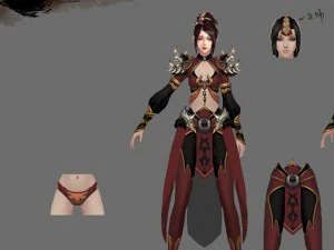 light armor set - female 16 3D Model