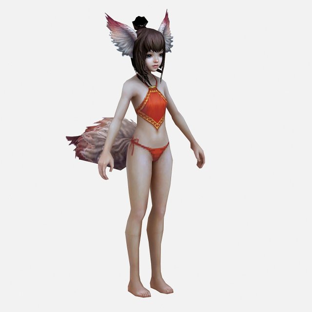 little fox girl Model 3D .c4d .max .obj .3ds .fbx .stl .blend 