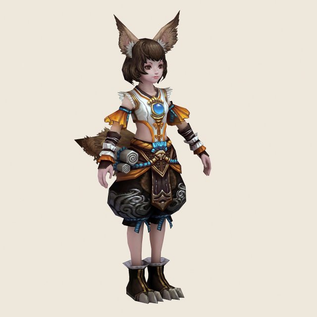 little fox girl - cloth set 02 3D Model .c4d .max .obj .3ds .fbx .stl .blend 