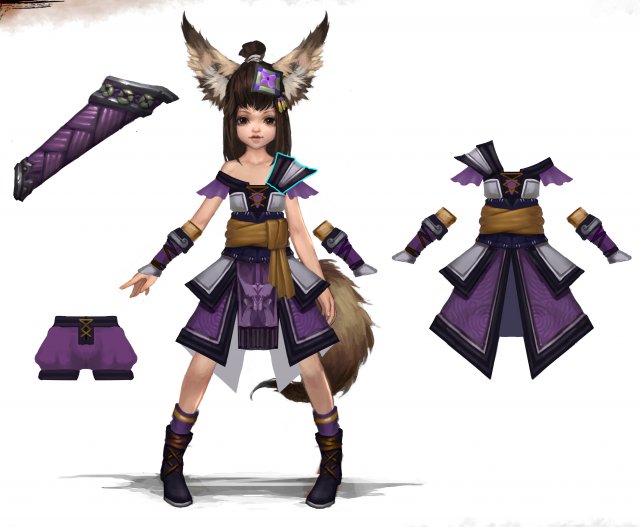 little fox girl - cloth set 04 3D Model .c4d .max .obj .3ds .fbx .stl .blend 