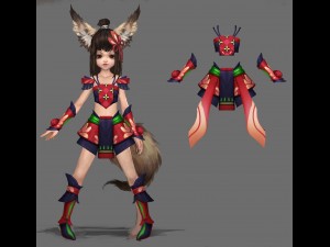 little fox girl - cloth set 07 Model 3D