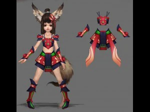 little fox girl - cloth set 07 3D Model