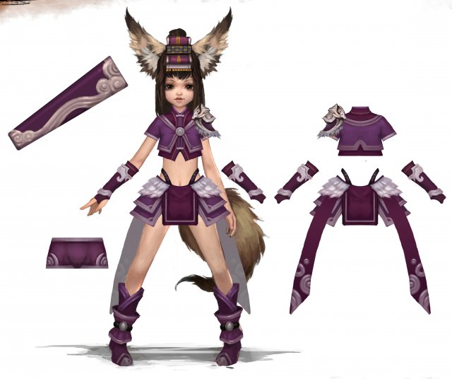 little fox girl - cloth set 09 3D 모델 .c4d .max .obj .3ds .fbx .stl .blend 