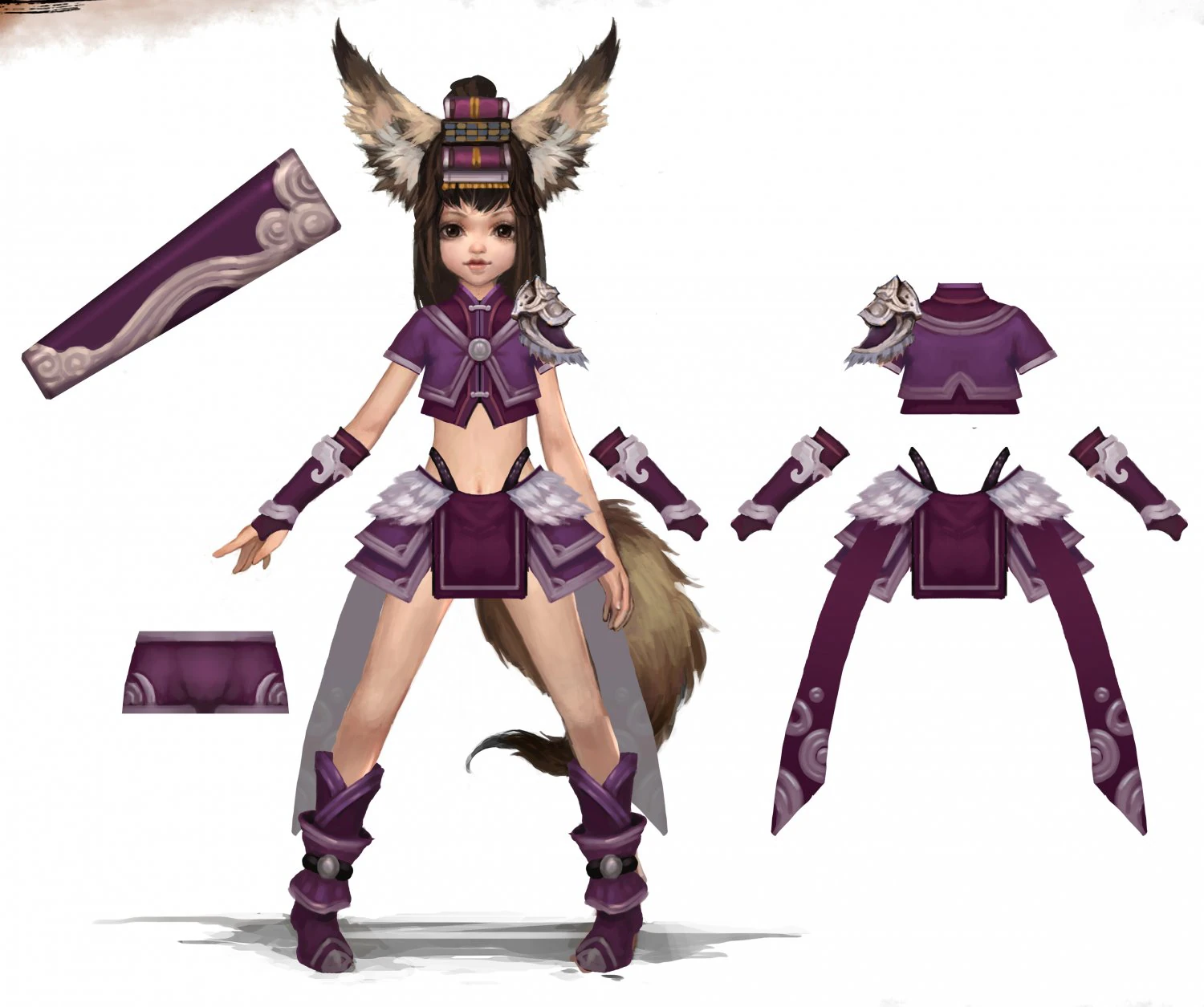 little fox girl - cloth set 09 3D Model .c4d .max .obj .3ds .fbx .stl .blend 