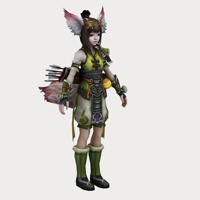 little fox girl - armor set 01 3D Model .c4d .max .obj .3ds .fbx .stl .blend 
