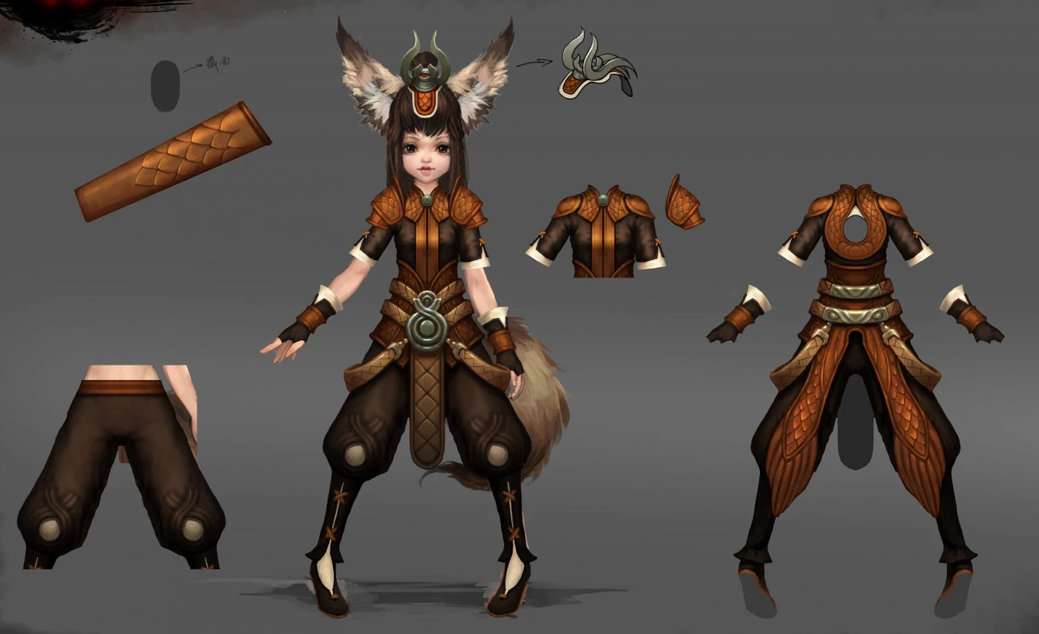 little fox girl - leather suit 01 3D Model .c4d .max .obj .3ds .fbx .stl .blend 