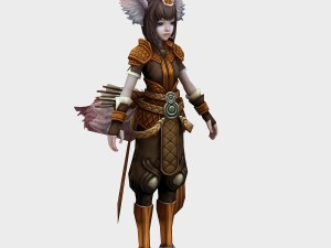 little fox girl - leather suit 01 3D Model