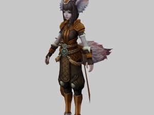 little fox girl - leather suit 01 3D Model