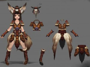 garotinha raposa - terno de couro 02 Modelo 3D