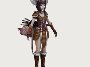 little fox girl - leather suit 02 3D Model