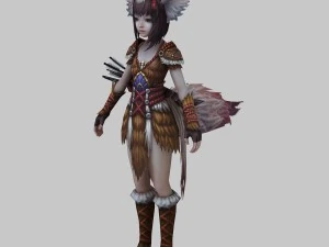 little fox girl - leather suit 02 3D Model