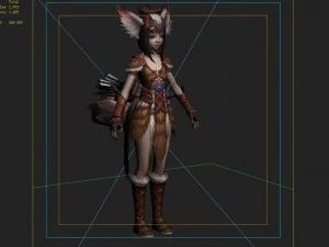 little fox girl - leather suit 02 3D Model