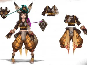 k&uuml;&ccedil;&uuml;k tilki kız - deri elbise 03 3D Model