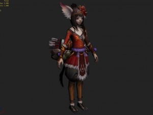 little fox girl - leather suit 04 3D Model
