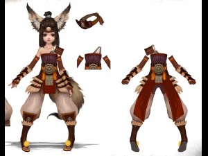 k&uuml;&ccedil;&uuml;k tilki kız - deri elbise 05 3D Model