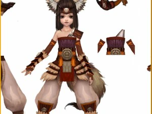 little fox girl - leather suit 05 3D Model