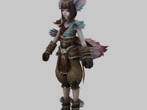 little fox girl - leather suit 06 3D Model