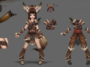 little fox girl - leather suit 07 3D Model