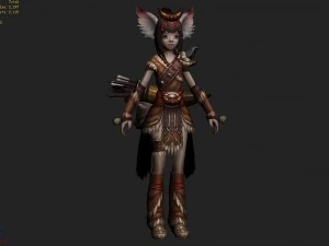 little fox girl - leather suit 07 3D Model