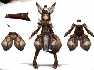 küçük tilki kız - deri elbise 08 3D Model