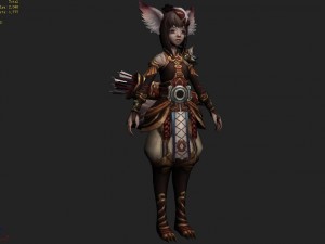 little fox girl - leather suit 08 3D Модель