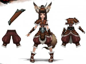 k&uuml;&ccedil;&uuml;k tilki kız - deri elbise 09 3D Model