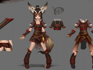 k&uuml;&ccedil;&uuml;k tilki kız - hafif takım elbise 01 3D Model