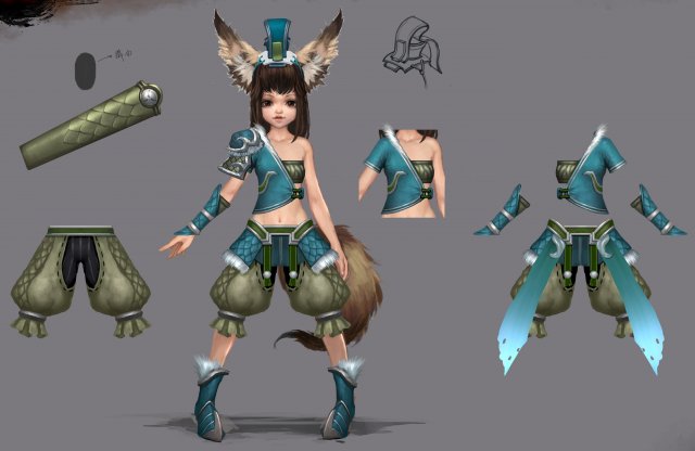 little fox girl - light suit 02 3D Model .c4d .max .obj .3ds .fbx .stl .blend 