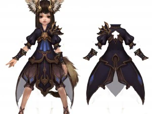 k&uuml;&ccedil;&uuml;k tilki kız - ışık seti 03 3D Model