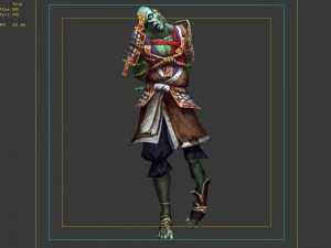 green-skinned zombie 3D Model