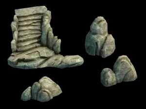tebing batu - tangga batu - batu Model 3D
