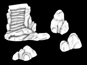 tebing batu - tangga batu - batu Model 3D