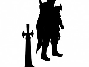 game 3d character - npc black wooden flag length 3D Model
