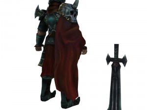 game 3d character - npc black wooden flag length 3D Model