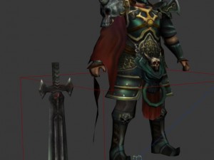 game 3d character - npc black wooden flag length 3D Model