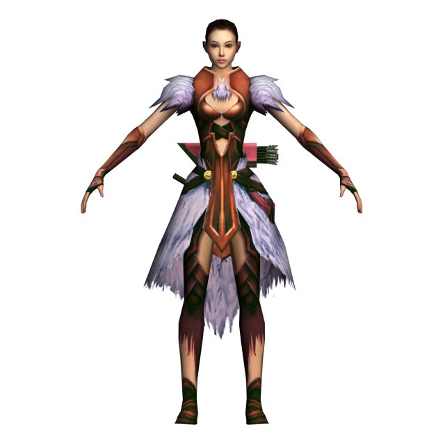 game 3d character - female archer 03 3D Модель .c4d .max .obj .3ds .fbx .stl .blend 