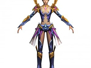 personagem do jogo 3d - arqueira feminina 06 Modelo 3D