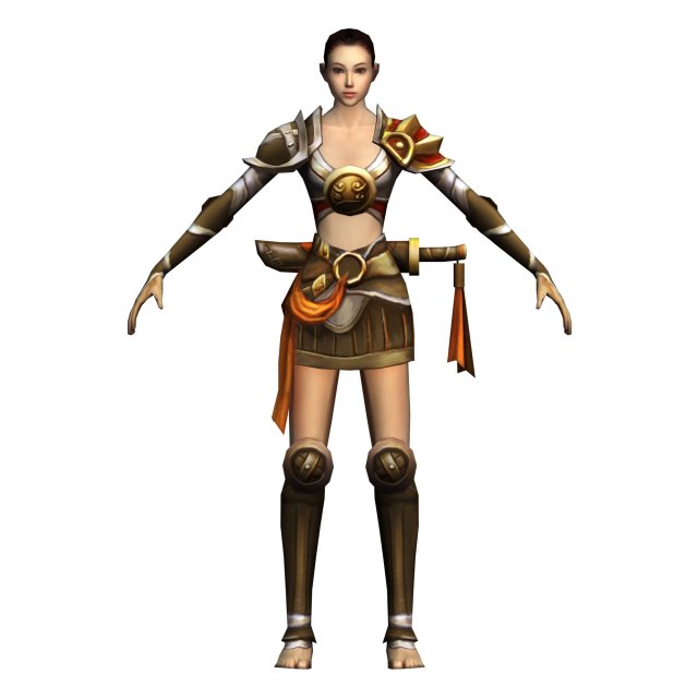 game 3d character - female warrior 02 3D 模型 .c4d .max .obj .3ds .fbx .stl .blend 