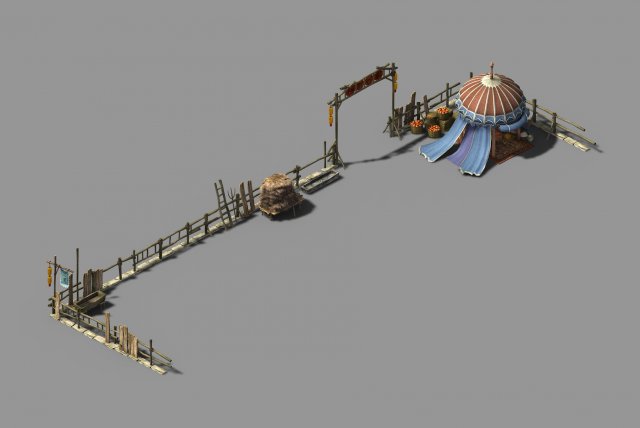 ranch-tibetan incense museum-fence 3D Model .c4d .max .obj .3ds .fbx .stl .blend 