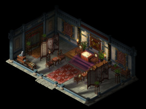 qin qiong mansion-living room 12 Model 3D