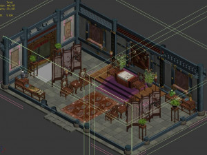 qin qiong mansion-living room 12 3Dモデル